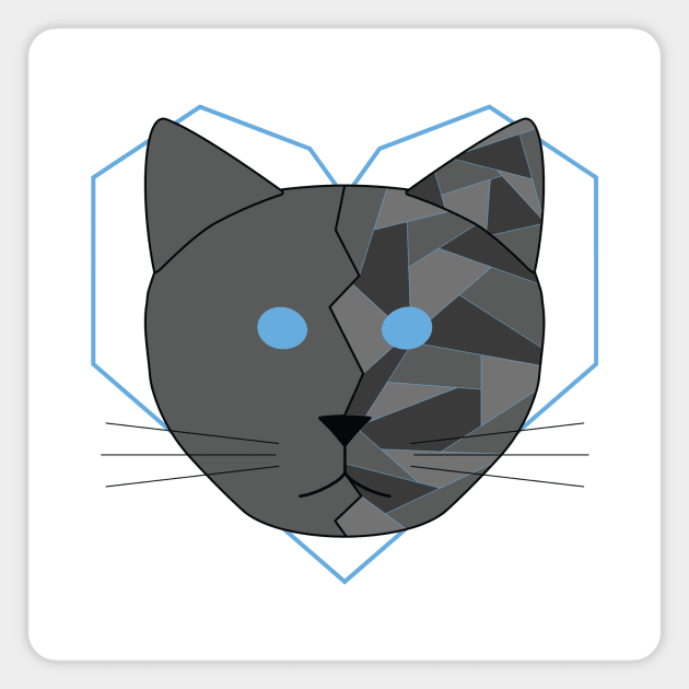 Gray Geometric Cat Magnet by Kali Farnsworth